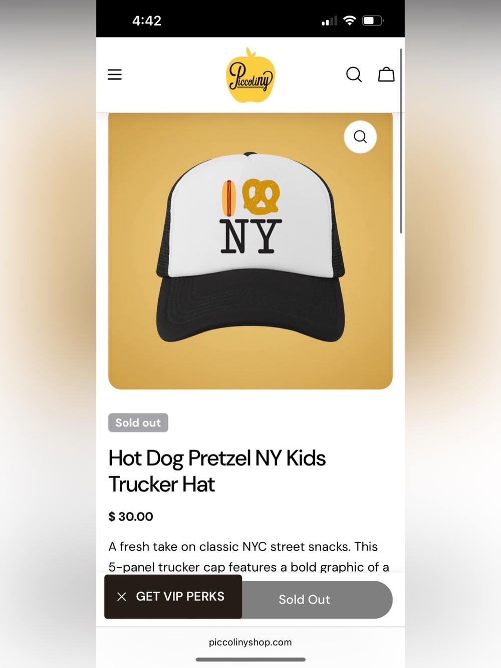 Kids Trucker Hat - Hot Dog & Pretzel NY Design
